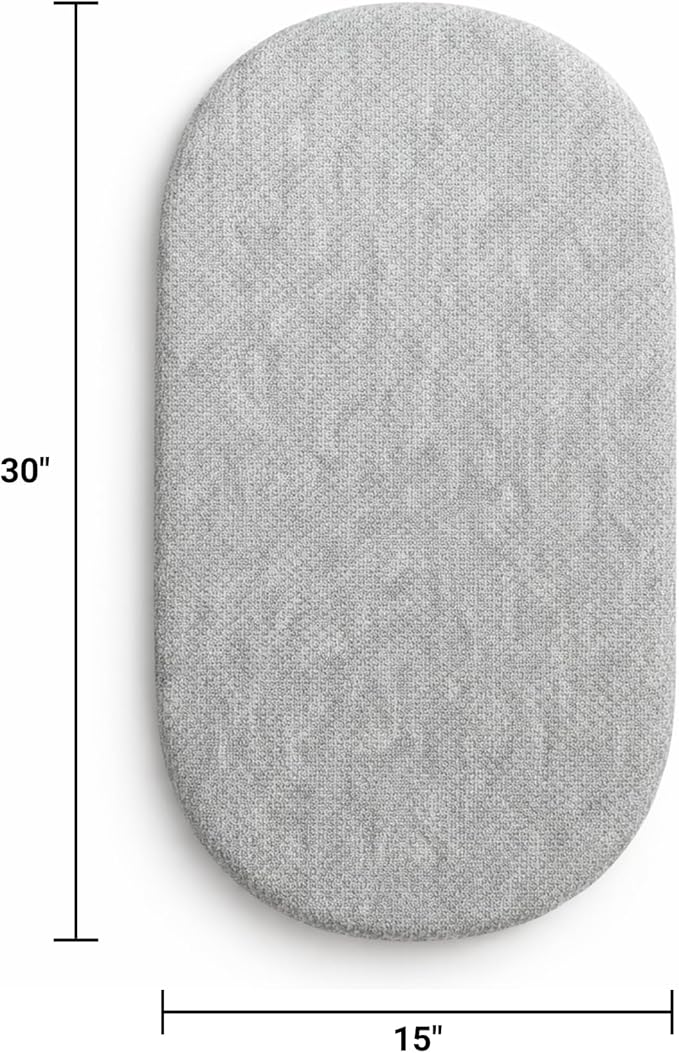 ORGANIC TEXTILES Organic Baby Mattress Topper with Heather Grey Removable Cover GOLS/GOTS Certified - Breathable - 2" Bassinet (30"x15")