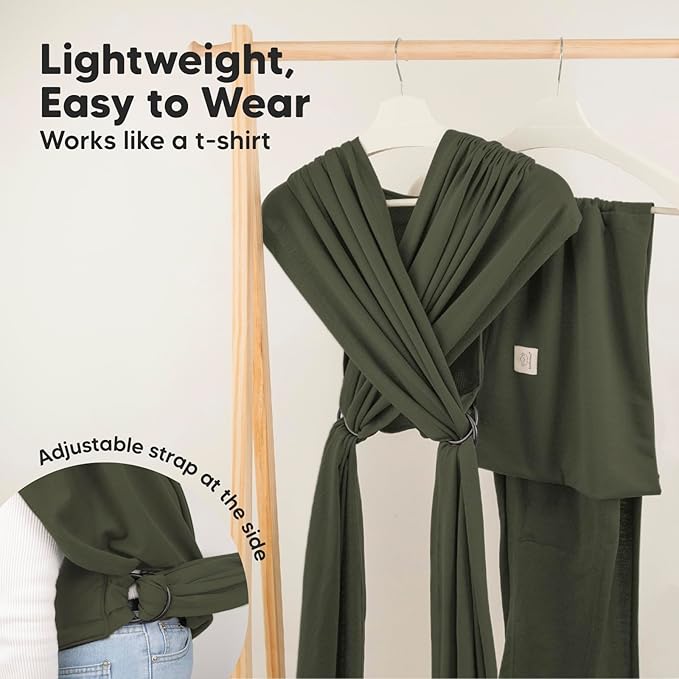 KeaBabies Baby Wrap Carrier Ring Sling - Easy to Wear, Adjustable D-Lite Baby Carrier Newborn to Toddler, Infant Carrying Shirt, Hands Free Bonding, Breathable Fabric Wearing Wrap (Forest)