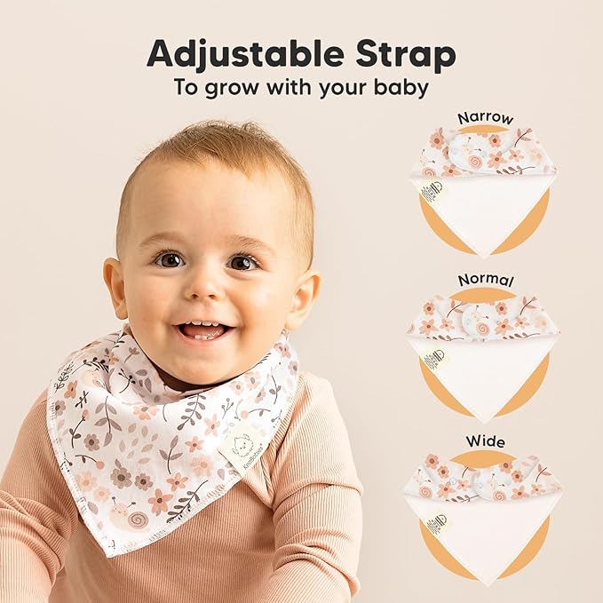 KeaBabies 8-Pack Organic Baby Bandana Bibs for Girls - Super Absorbent Triangle Baby Bibs for Drooling and Teething Infant, 100% Cotton Extra Soft for Newborn, Infant 0-36 Months (Bloom)