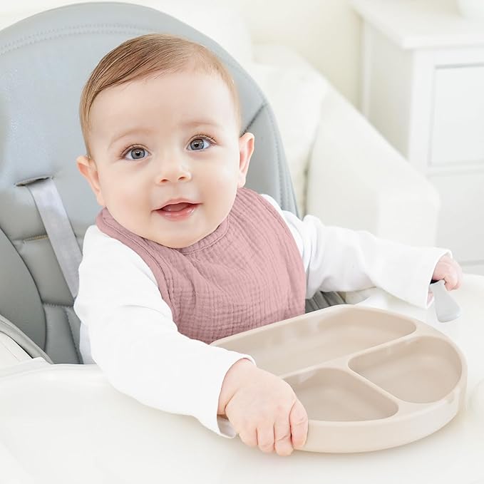 Bearmoss Baby Muslin Drooling Bibs 100% Cotton Square Adjustable Bibs Gift for Baby Girls Boys Teething Drool 8 Pack