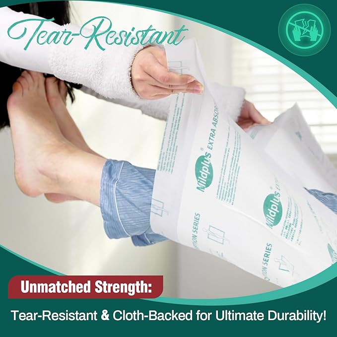 MILDPLUS Heavy Duty Underpads 30x36 Inch ,75 Count, Ultra 10 Times More Absorbent Chucks Pads, Tear-Resistant Disposable Bed Pads with Strength Cloth Backing for Adults, Elderly Care