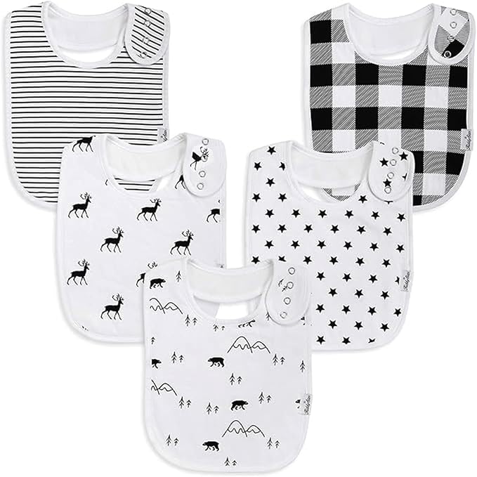 KiddyStar Organic Cotton Baby Bibs for Boys & Girls – Soft, Absorbent Teething & Drool Bibs - Adjustable Snaps for Toddlers