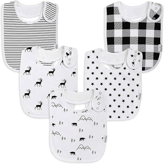 KiddyStar Organic Cotton Baby Bibs for Boys & Girls – Soft, Absorbent Teething & Drool Bibs - Adjustable Snaps for Toddlers