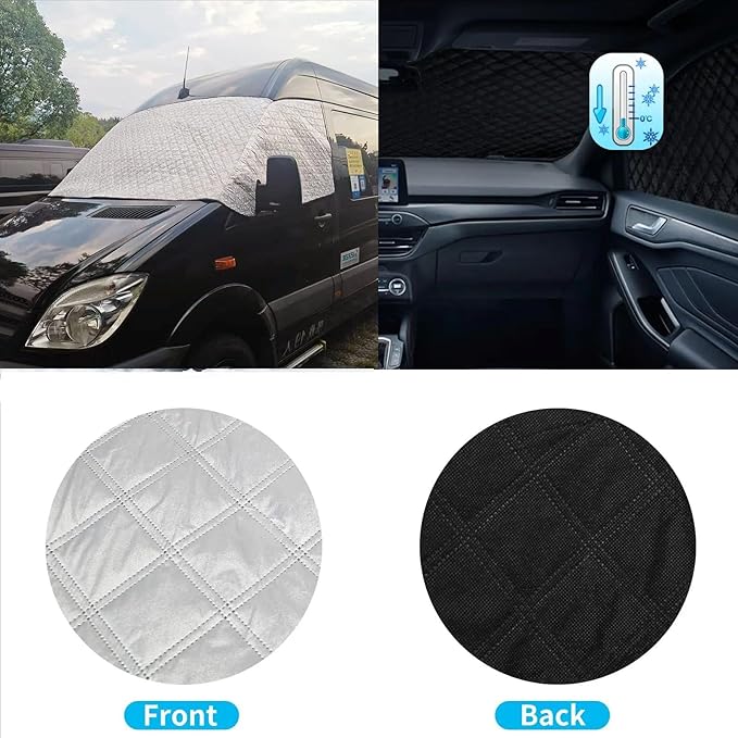 RV Windshield Cover Compatible with for Dodge or Mercedes Sprinter 2019-2023 RV Front Window Motorhome Cover Sunshade/Snow Cover (for Dodge or Mercedes Sprinter 2019-2023)