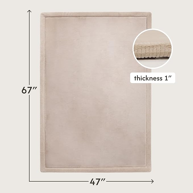 Hakuna Matte CloudSoft Baby Play Mat for Floor 47" x 67" Beige – Coral Velvet Memory Foam Rug for Crawling & Cozy Play – Non-Slip, Water-Resistant, Easy-CareTummy Time Mat, Playmat for Playpen