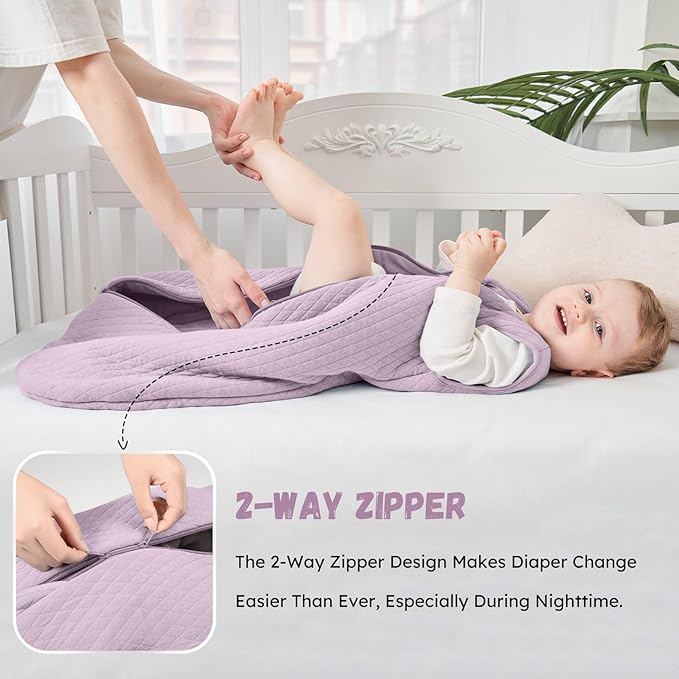 Yoofoss Baby Sleep Sack 6-12 Months TOG 2.5 Winter Baby Wearable Blanket, 100% Organic Cotton Infant Toddler Sleeping Sack 2-Way Zipper Warm Quilted Sleep Sack