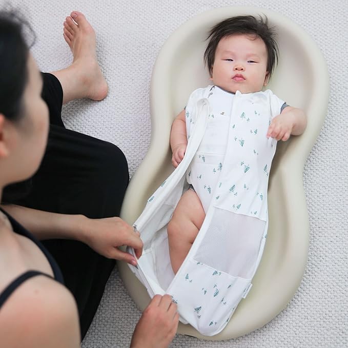 Happiest Baby Sleepea 5-Second Swaddle - 100% Organic Cotton Baby Swaddle Blanket - Doctor Designed Promotes Healthy Hip Development - 3-Pack Bundle (Ivory Planets, S, M, L)