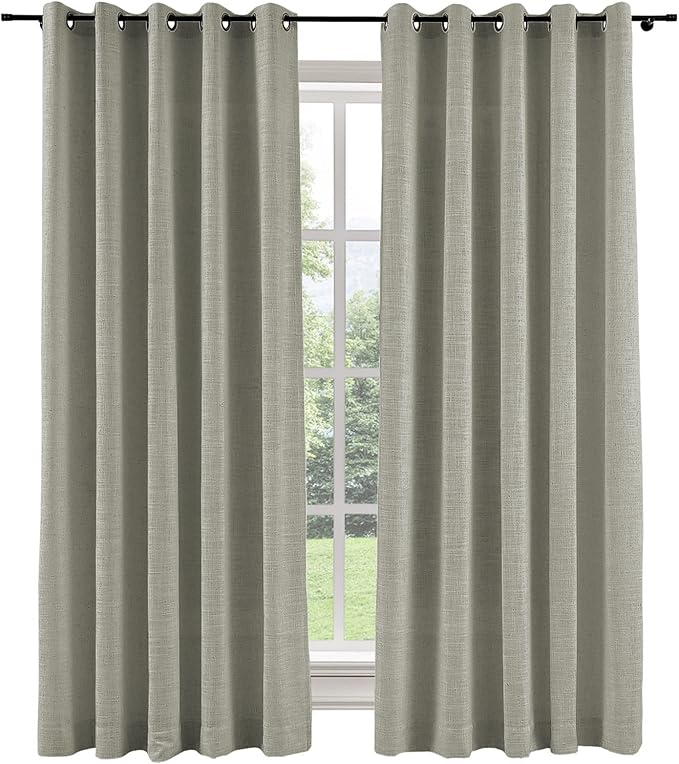ChadMade Blackout Curtain 84 Inches Long Grommet Faux Linen Drape for Living Room Bedroom Children's Room 120Wx84L, 1 Panel, Pure, Tallis Collection
