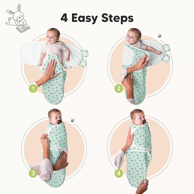 3-Pack Organic Baby Swaddle Sleep Sacks - Swaddles for Newborns, Infant 0-3 Months, Baby Girls, Boys, Soft & Snug Newborn Sleep Sack, Nursery Swaddling Blankets (Beach Day)