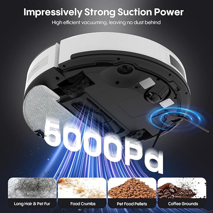 Bagotte Robot Vacuum and Mop, Robotic Vacuum with Self-Emptying Station for 90 Days,5000Pa Suction, LiDAR Navigation, No-Go Zones, Wi-Fi/App/Alexa Control, for Carpet, Hard Floors