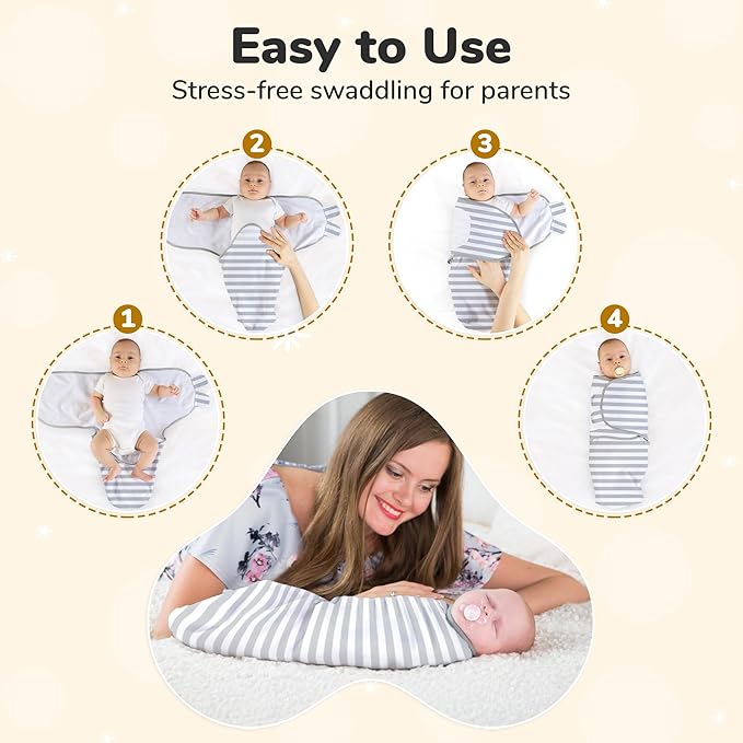 Mama Cheetah Baby Swaddle Sack, Organic Swaddle Blanket, Newborn Swaddling Sleep Sacks, Adjustable Infant Swaddle Wrap, Easy Swaddles for Boy Girl 0-3 Month, Baby Essentials, Nursery Swaddling, 4-Pack