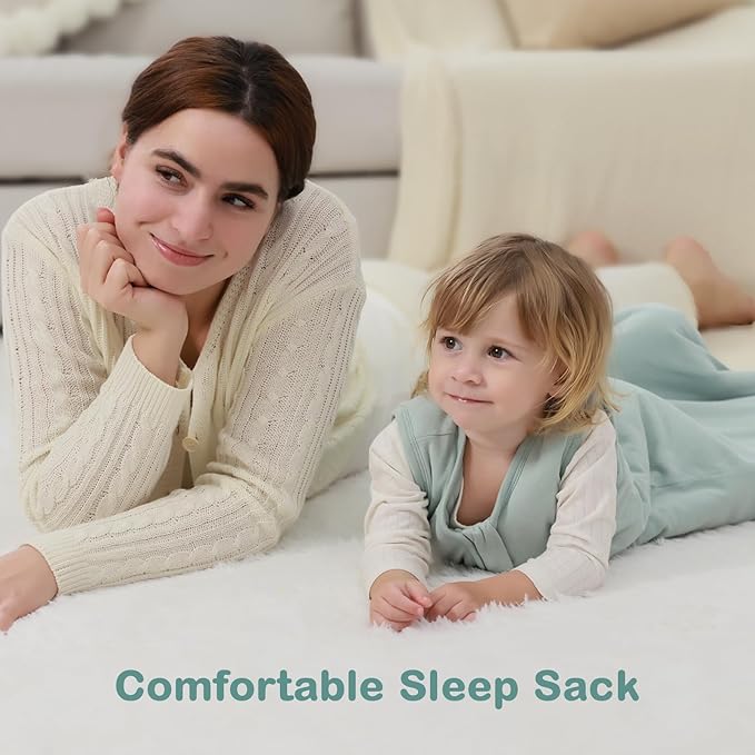 Mosebears Sleep Sack Baby Winter Wearable Blanket with 2-Way Zipper,2.5 TOG Cotton Sleep Sack Unisex (Calm Sage, 0-6 Months)