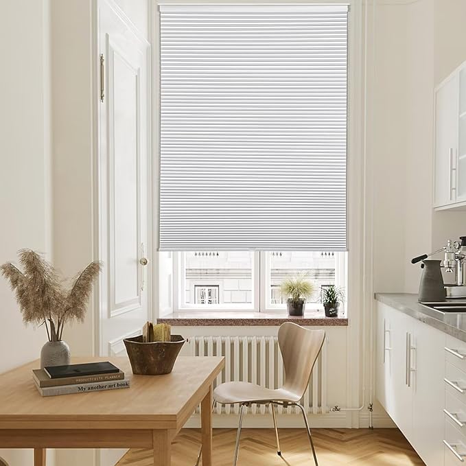 MYshade Cordless Blackout Cellular Shades, 1.5" Honeycomb Window Blinds for Bedroom & Nursery, Thermal Insulated, Noise Reducing, Privacy Shades, Inside or Outside Mount (33.5" W x 72" H, White)