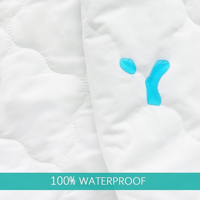 2 Pack Mini Crib Mattress Protector Waterproof Mini Crib Sheets Fitted 38'' x 24'' Skin Friendly & Breathable Sheet Machine Wash (Quilted Improved Thickness)