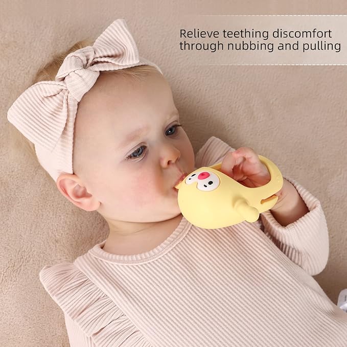 Smily Mia Smily Mia 2Packs Penguin Teethers, TeethingToys for Babies 0-6Months, Baby Teethers for 3-6Months, Teething Mittens for Infants, Pacifiers for Breastfed Babies, Light Yellow