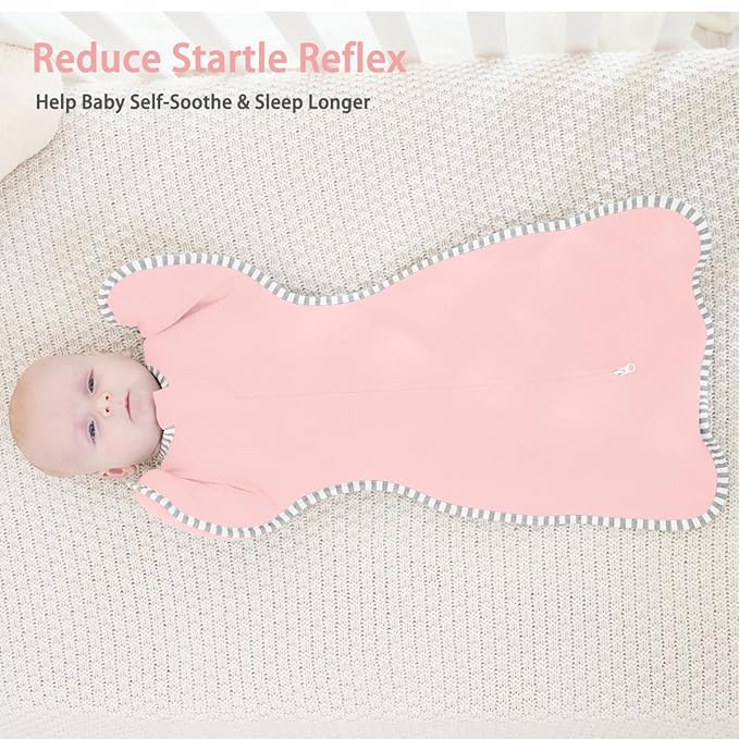 Baby Sleep Swaddles Arms up Swaddle 6-9 Months, Baby Transitional Swaddle Sack with 2-Way Zipper, 2-Pack Arms In/Out 100% Cotton 0.8Tog Transition Sleep Sack for Girl (Large 20-27lbs)