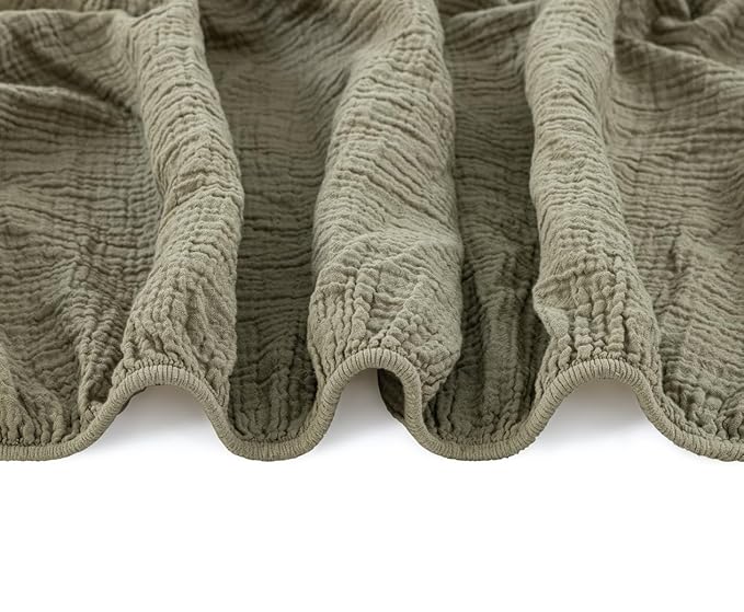 Dreamology Standard Crib Sheets, Muslin Crib Sheets, 2 Pack,100% Cotton Crib Sheet for Boys,Girls, Muslin Crib Sheet for Standard Crib, 52x28 Crib Mattress Sheets | Olive and Ecru