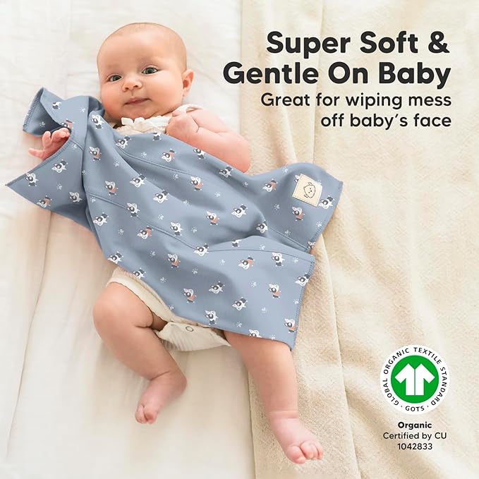 Organic Burp Cloths Baby Boy, Girl - 6-Pack Large 100% Cotton Burping Cloths for Babies, Spit Up Rags, Super Absorbent, Ultra Soft Newborn Rag, Gender Neutral, Machine Washable, Durable (Pets & Paws)