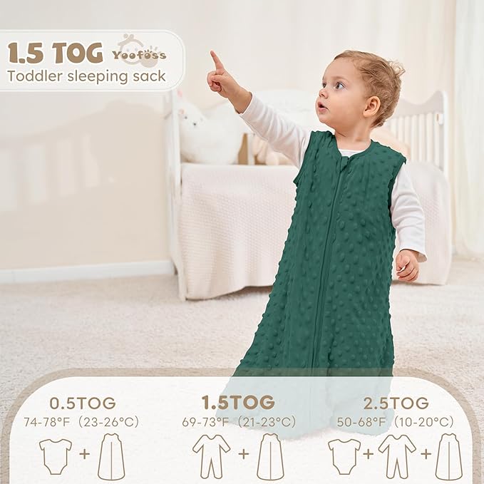Yoofoss Fleece Baby Sleep Sack 0-6 Months with Plush Dots, TOG 1.5 Baby Wearable Blanket with 2-Way Zipper, Cotton Toddler Sleep Sack Fleece