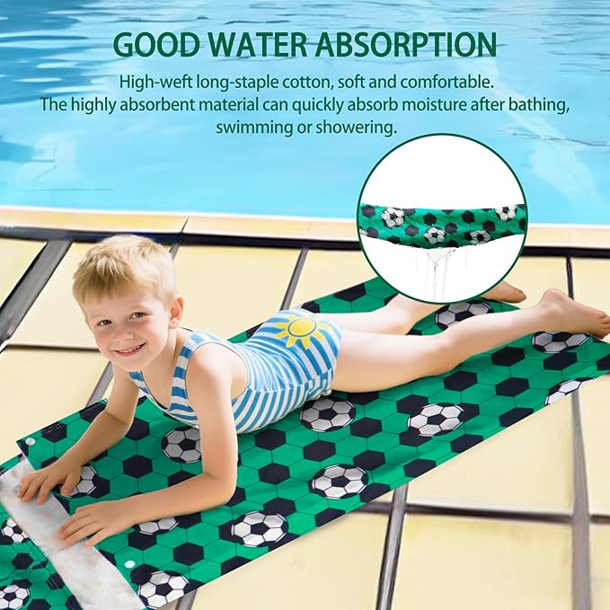 Hooded Towels for Kids - Ultra Soft 100% Cotton Soccer Toddler Hood Bath Towels/Pool Terry Towel Beach Poncho Wrap Absorbent Cute Bath & Swim Wrap for Boys & Girls 3-10 Years Beach Essentials - Green