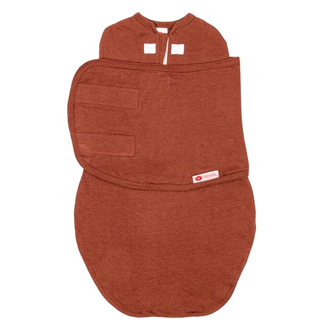 embé 2-Way Starter Baby Swaddle, Newborn Swaddle Sack, Zip, Hook & Loop Baby Wrap, Hip Healthy, Infant, 6-14 lbs, 0-3 Months - Rust