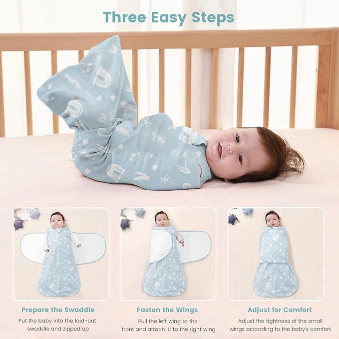 LILBESTIE Baby Swaddle Sleep Sack, 1.0 Tog New-Parent-Friendly Swaddle for Newborns & infant 0-3 Months Baby Wearable Blanket Reduce Startle Reflex, Newborn Boys Girls Registry Essentials