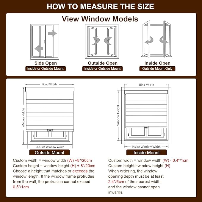 2" Cordless Wood Blinds for Indoor Windows Custom Blackout Blinds Room with Privacy Protection, Cordless Wooden Horizontal Window Shades for Bedroom, Living Room, Office, Kitchen, 24" W x 64" H