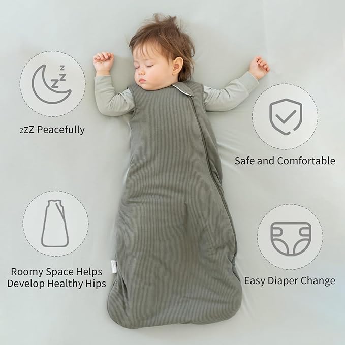 BubblePanda Rayon Made from Bamboo Sleep Sack 12-18 Months Supersoft Toddler Sleep Sack 1.0 Tog Breathable Baby Wearable Blanket with 2-Way Zipper Unisex Sleeping Bag for Babies