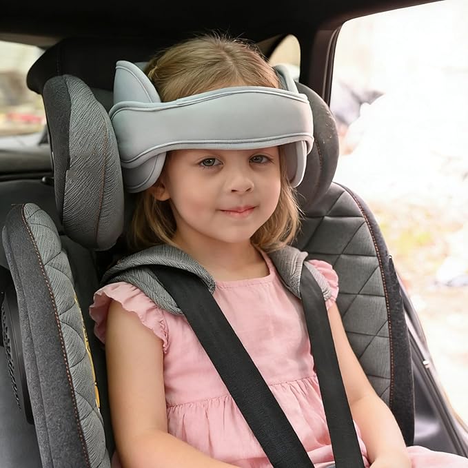 Baby Car Seat Head Support Band - Comfortable Head & Neck Pillow Support, AdjustableCar Seat Neck Relief, Grey
