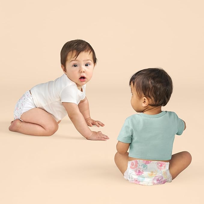The Honest Company Comfort Dry Disposable Diapers for Sensitive Skin, Hypoallergenic, Fragrance-Free, Rose Blossom + Tutu Cute, Super Club Box, Size 2 (12-18 lbs), 124 Count