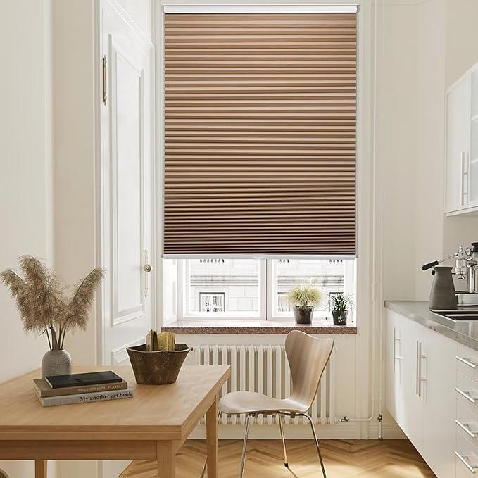 MYshade Cordless Blackout Cellular Shades, 1.5" Honeycomb Window Blinds for Bedroom & Nursery, Thermal Insulated, Noise Reducing, Privacy Shades, Inside or Outside Mount (55" W x 72" H, Light Brown)