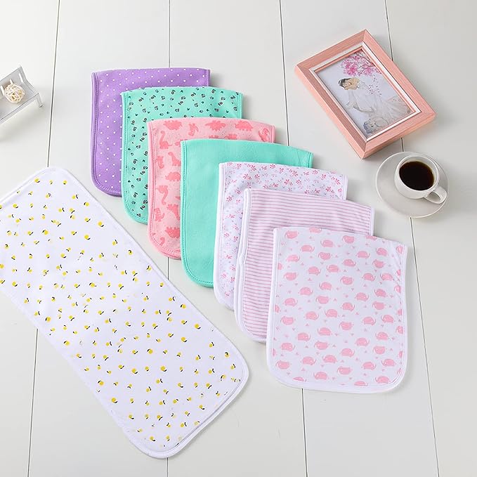 Hakochia Burp Cloths for Baby Boy & Girl Organic Cotton Large Unisex Burp Clothes Extra Absorbent Soft Neutral Burping Rags Spit Up Cloth Sets for Newborns 8 Pack