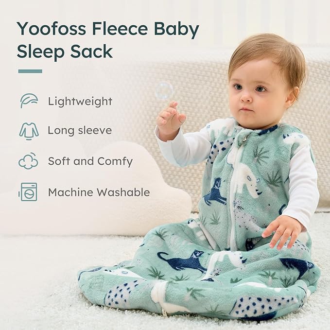 Yoofoss Baby Sleep Sack 6-12 Months, 1.5 Tog Sleep Sack, Fleece Baby Wearable Blanket with 2-Way Zipper, Infant Sleeping Sack, Soft Warm Lightweight(Small)