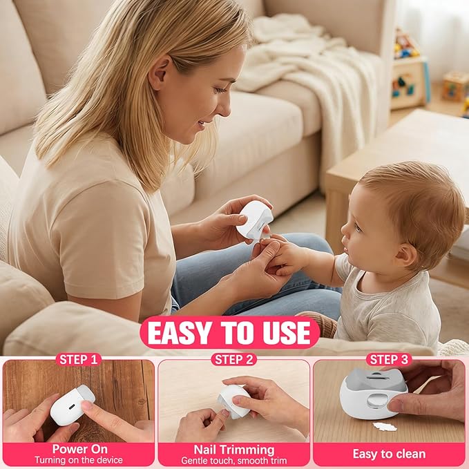 2026 New Electric Nail Clippers, Automatic Nail Trimmer with LED Light & 2 Speeds - Safe Portable Nail Cutter for Baby Kids Adult Seniors, Portable for Home Travel (Pink)