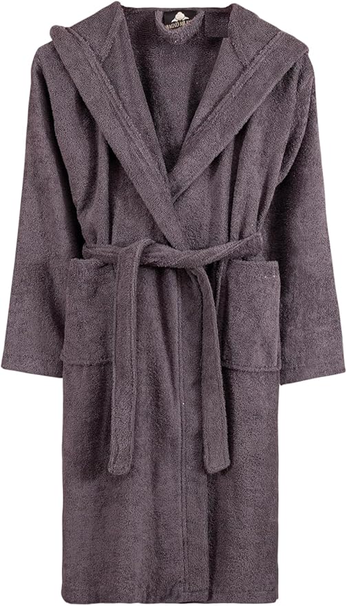 BAGNO MILANO Kids Organic Turkish Cotton Hooded Beach Cover-Up Towel, GOTS Certified, for Boys and Girls (Grey, 9-12 Years)