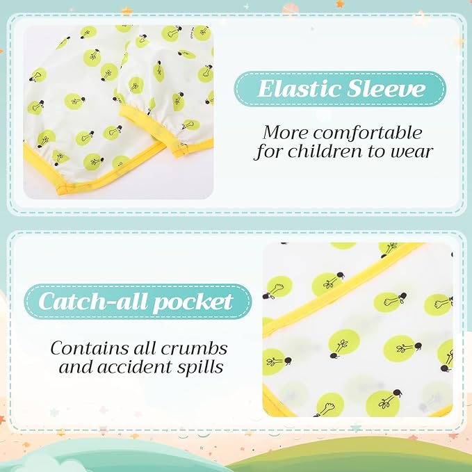 Tarpop Long Sleeve Bibs Infant Smocks Multi Pack Waterproof Soft Sleeved Bibs for Babies Toddler Eating Feeding