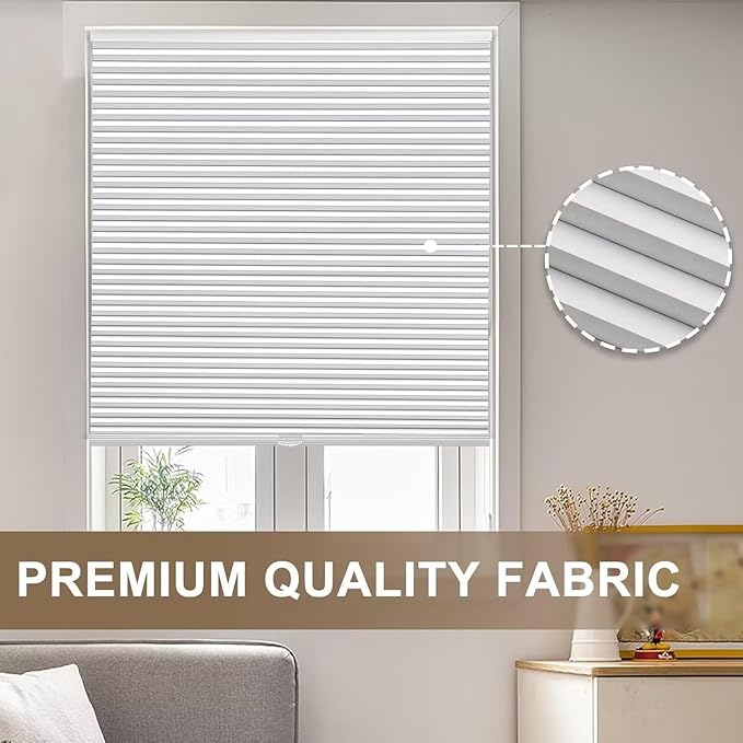 MYshade Cordless Blackout Cellular Shades, 1.5" Honeycomb Window Blinds for Bedroom & Nursery, Thermal Insulated, Noise Reducing, Privacy Shades, Inside or Outside Mount (33" W x 64" H, White)