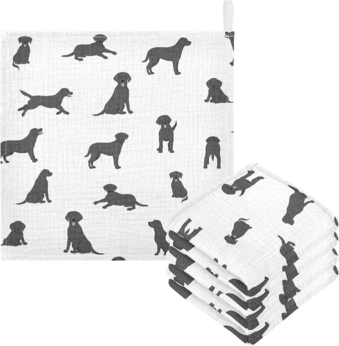 vvfelixl Labrador Retriever Dogs Baby Burp Cloths Baby Muslin Washcloths for Boys Girls Cotton Baby Face Towel for Newborn Infants Soft and Absorbent 11.8 X 11.8 in, 5 Pack