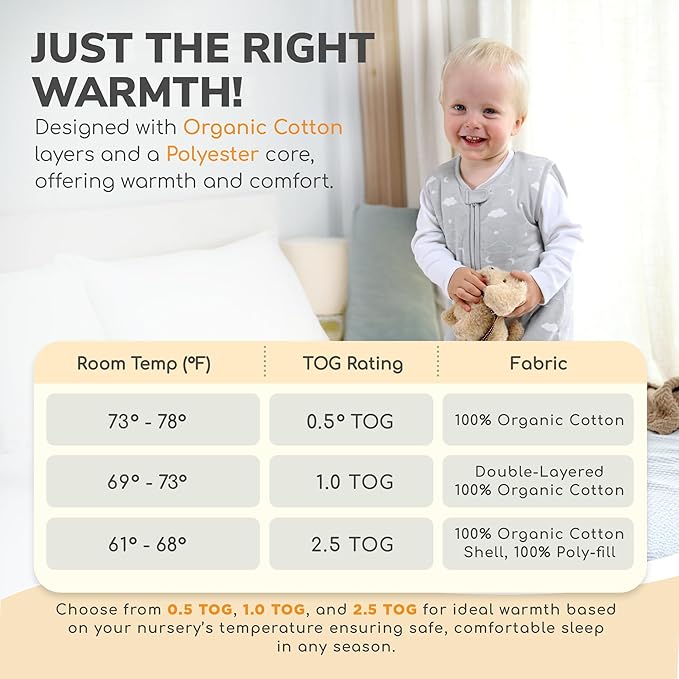 Mama Cheetah Toddler Sleep Sack with Feet 2T, 2.5 TOG Organic Cotton Baby Sleeping Bag with Legs, Winter Baby Wearable Blankets for Early Walker M