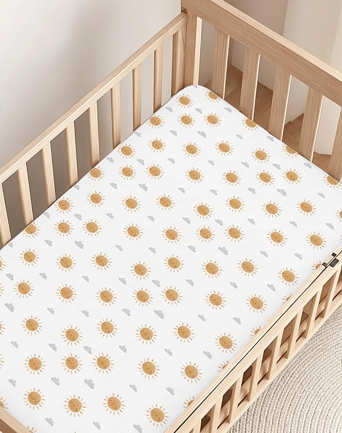 Crib Sheets for Boys and Girls, 2 Pack Fitted Baby Sheets for Standard Toddler Mattress 28" x 52", Soft Breathable Jersey Knit Baby Bedding (Sunny Morning)