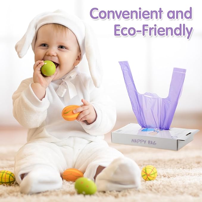 1600 Count Baby Disposable Diaper Bags Scented Diaper Sacks with Tie Handle Disposal Trash Sacks Baby Poop Waste Bag Refill(Purple)