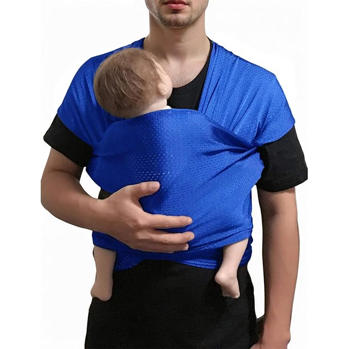Baby Wrap Sling Carrier for Newborn, Infant, Toddler, Kid | Breathable Lightweight Stretch Mesh Water Sling | Nice for Summer, Pool, Beach, Swimming | Perfect Shower Gift Navyblue