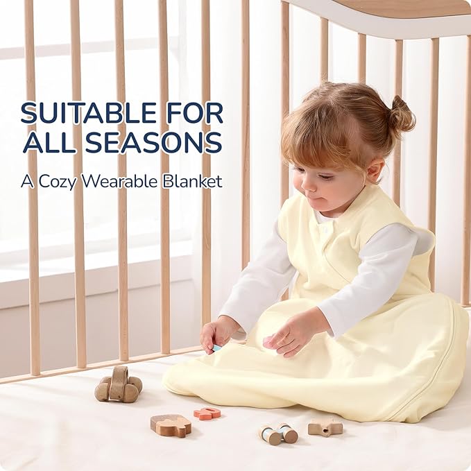 usbettas 1.0 Tog 2.5 Tog Baby Sleep Sack, 100% Cotton Baby Sleeping Bag 3-24M, 2-Way Zipper Baby Wearable Blanket
