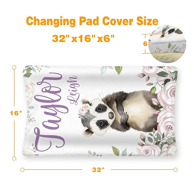 Custom Changing Pad Cover Set - Jersey Knit Ultra Soft Unisex Waterproof Diaper Changing Table Covers with Personalized Name for Baby Boys Girls - Comfy Cozy 2 Pcs Set Style01