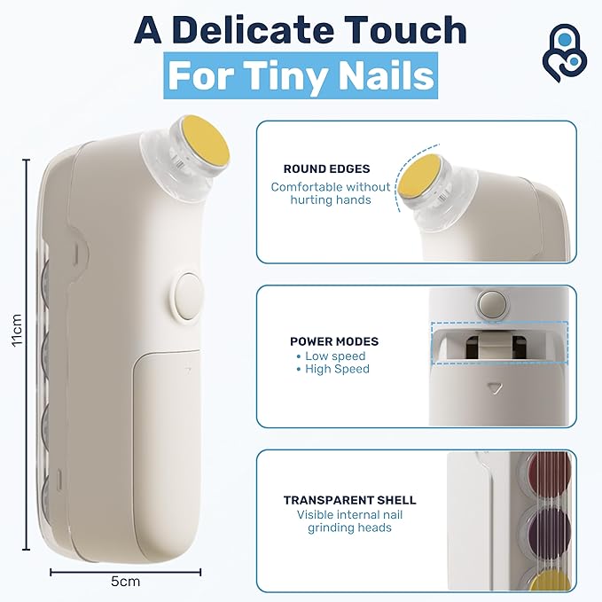 Baby Nail File Kit | 5-in-1 Baby Nail Trimmer with 3 LED Lights, Baby Nail Buffer for Infants & Toddlers - Newborn Care Essentials, Complete Nail Care Kit with Storage Bag