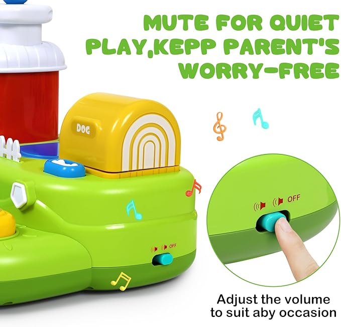 Interactive Pop Farm Animal Up Toys with Music Sounds Montessori Cause and Effect for 1-3 Baby Boy Girl Early Educational Musical Baby Infant STEM Gift 12-18 Months Babies Birthday
