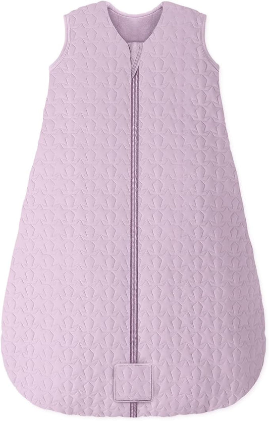 Unnivoll Baby Sleep Sack 6-12 Months TOG 2.5 Winter Baby Wearable Blanket, 100% Cotton Fabric Newborn Infant Sleeping Sack 2-Way Zipper Quilted Baby Sleep Bag, Warm Soft Purple