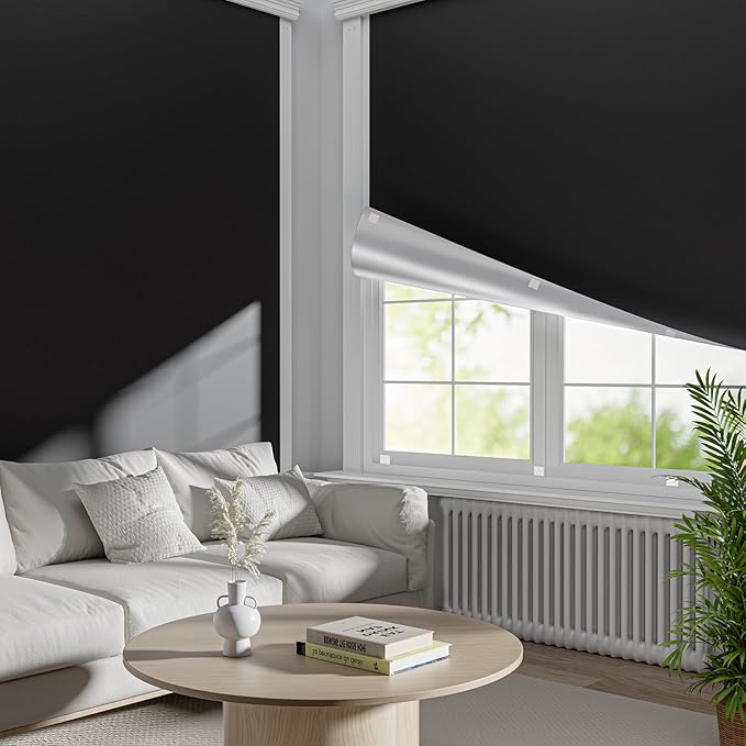 Portable Blackout Shades for Windows - 100% Blackout Window Cover for Travel, Baby Nursery, RV - No Drill, Waterproof, Lightweight Stick On Window Cover with Hook & Loop Tape (36" x 64")