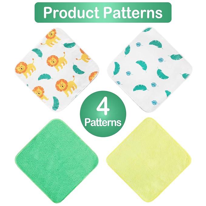 Baby Washcloths, 24Pack Baby Wash Cloths Extra Soft & Ultra Absorbent, Baby Towels and Washcloths Face Towels for Unisex Boys Girls Body, Washclothes Gentle on Sensitive Skin, 9x9 Lion