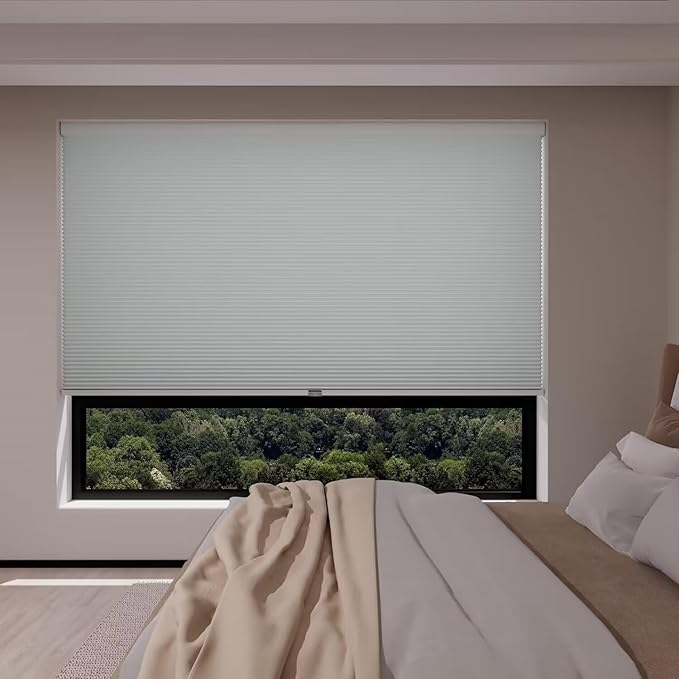 MYshade Cordless Blackout Window Blinds & Shades Pull Down Room Darkening Window Shades Light Blocking Honeycomb Cellular Shade for Indoor Windows Easy to Install 28 inch Wide, H64 White Blinds